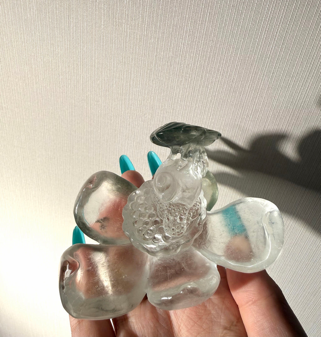 Clear garden quartz Carving Lotus butterfly Snail