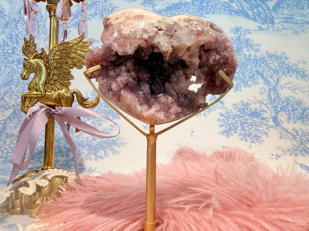 Illusion Pink Amethyst druzy Heart 002