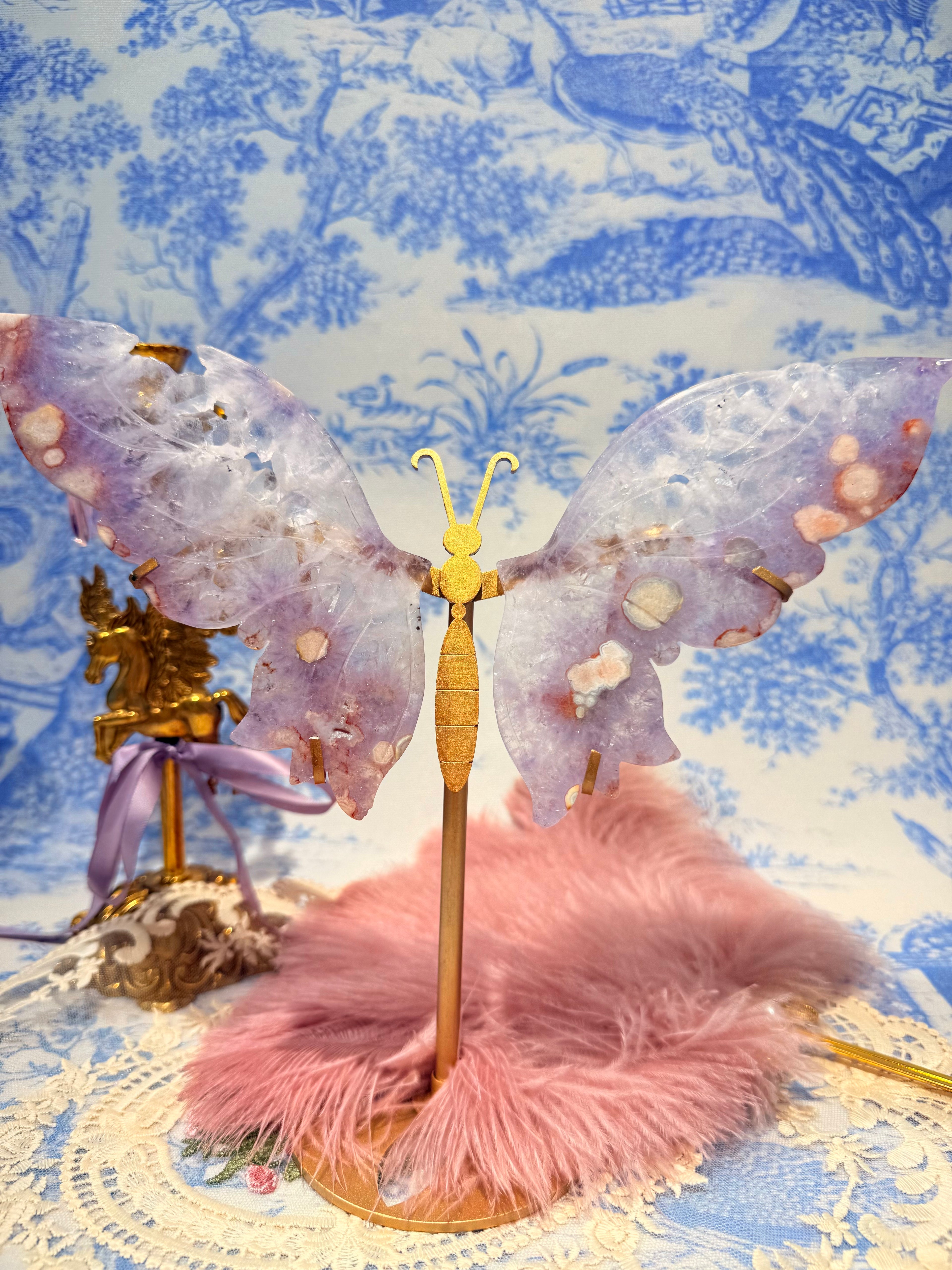 Illusion Pink Amethyst druzy butterfly