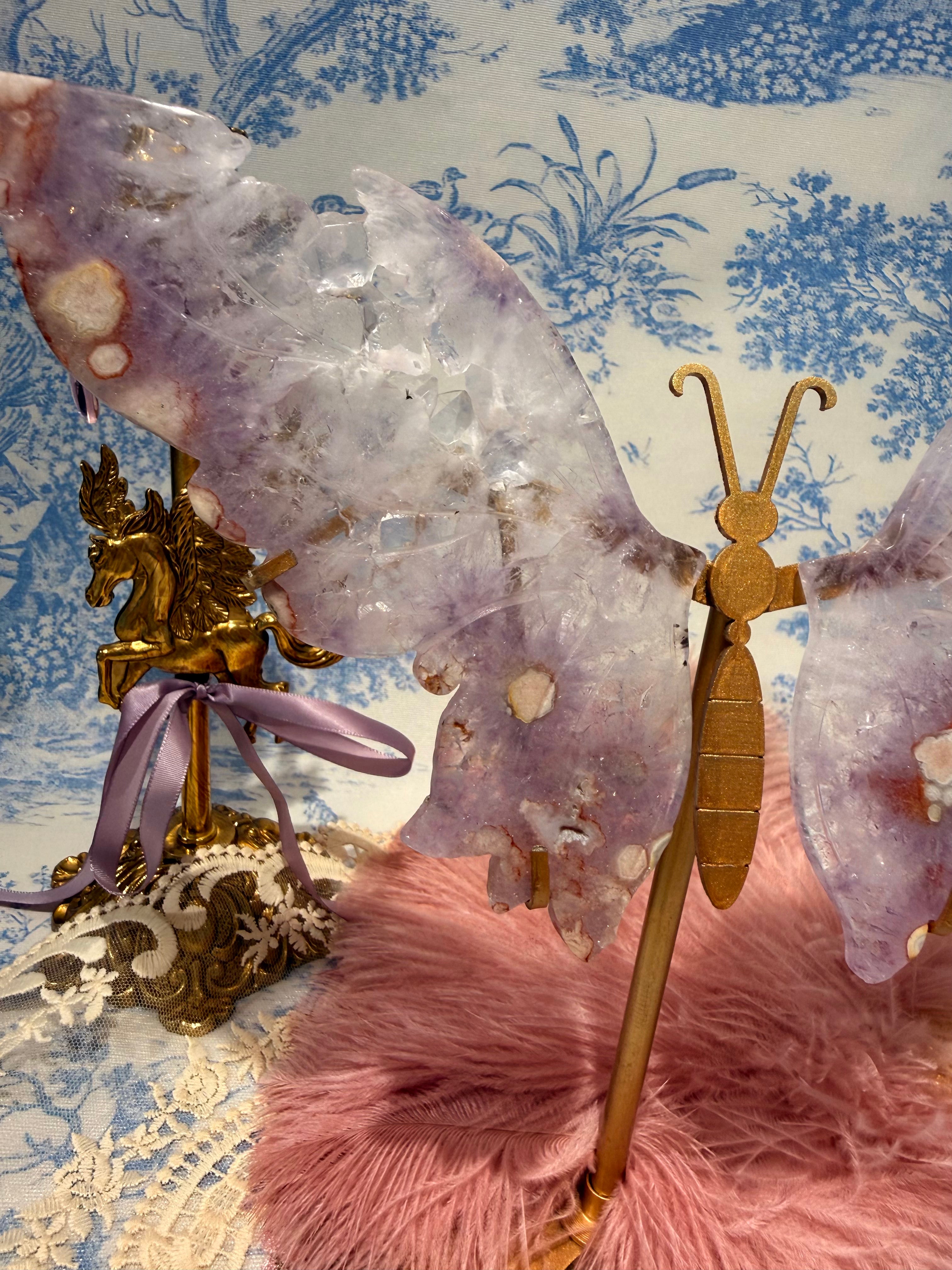 Illusion Pink Amethyst druzy butterfly