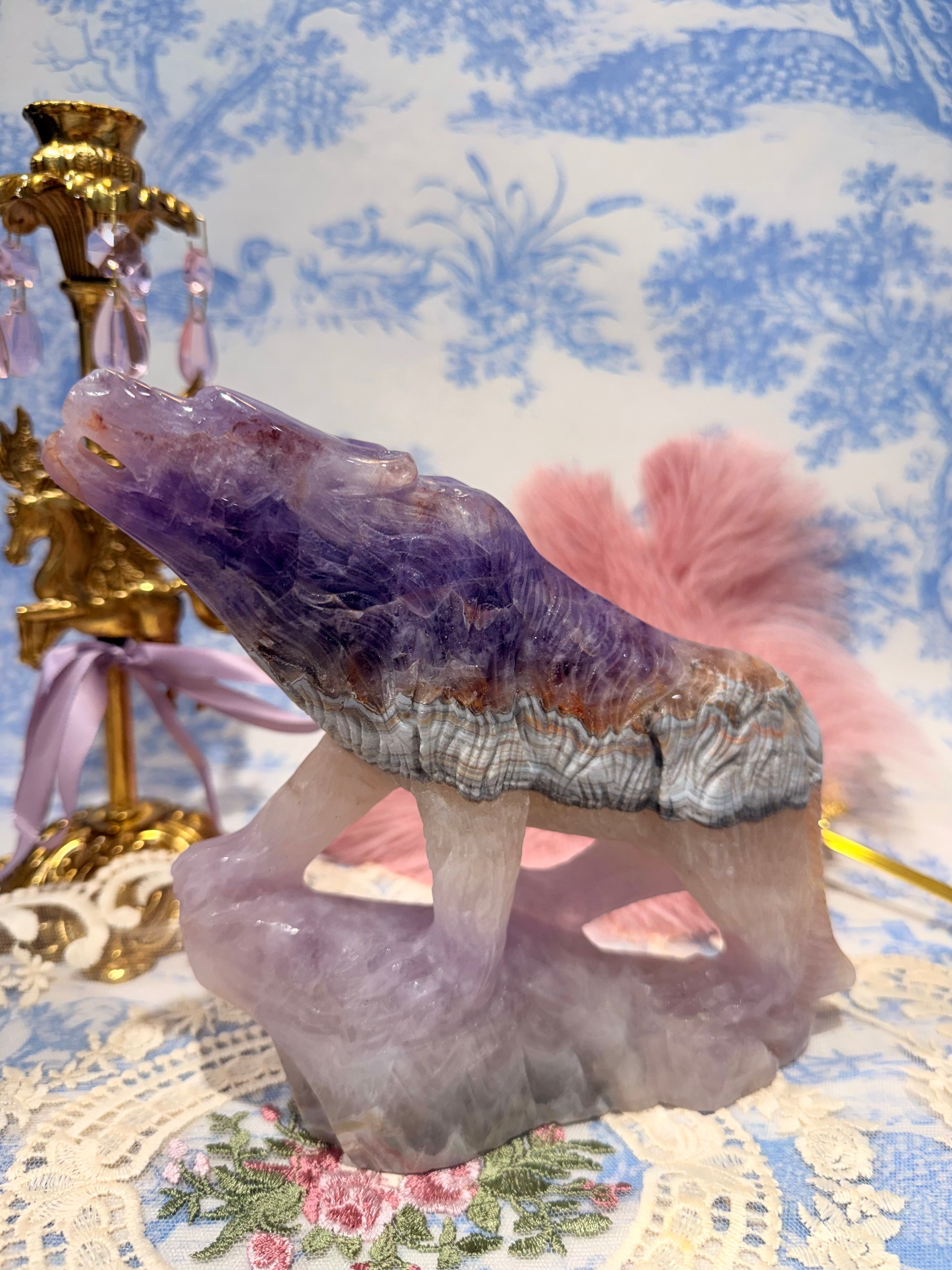 50% off High quailty amethyst agate banding wolf