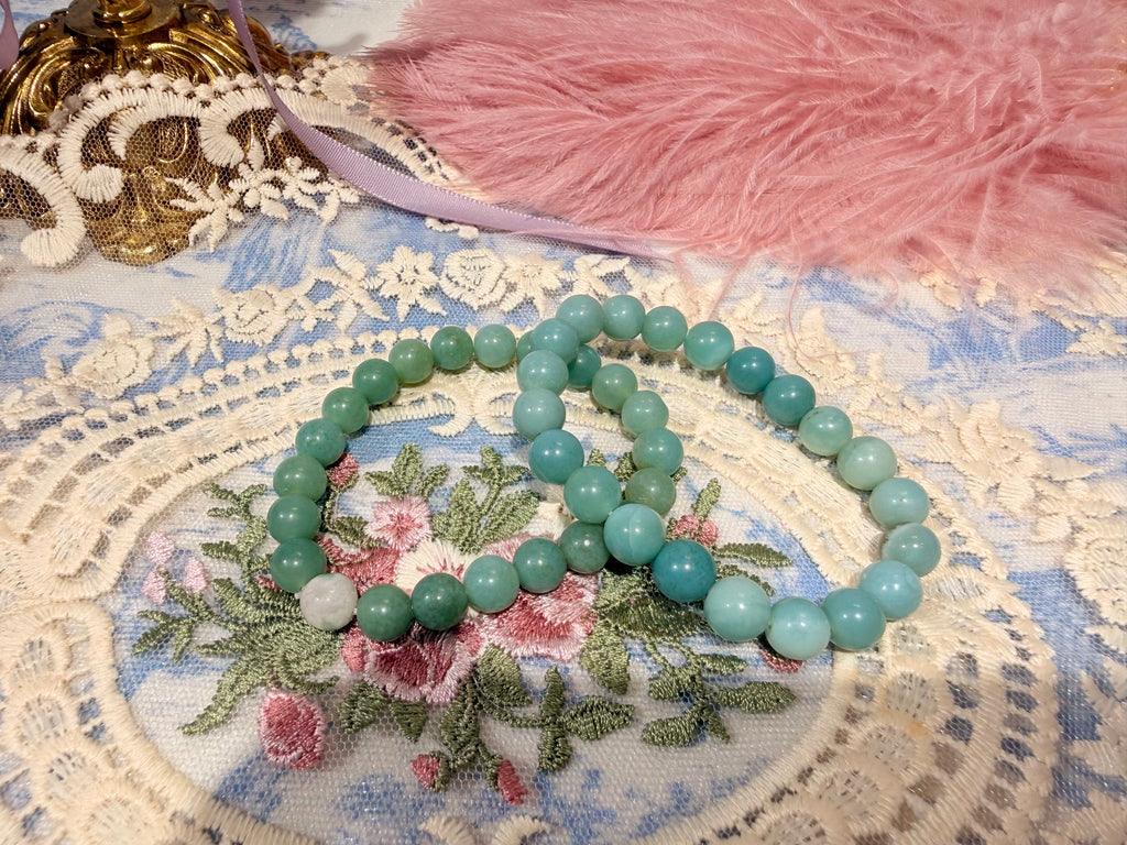 Rare rainbow green flower agate bracelet