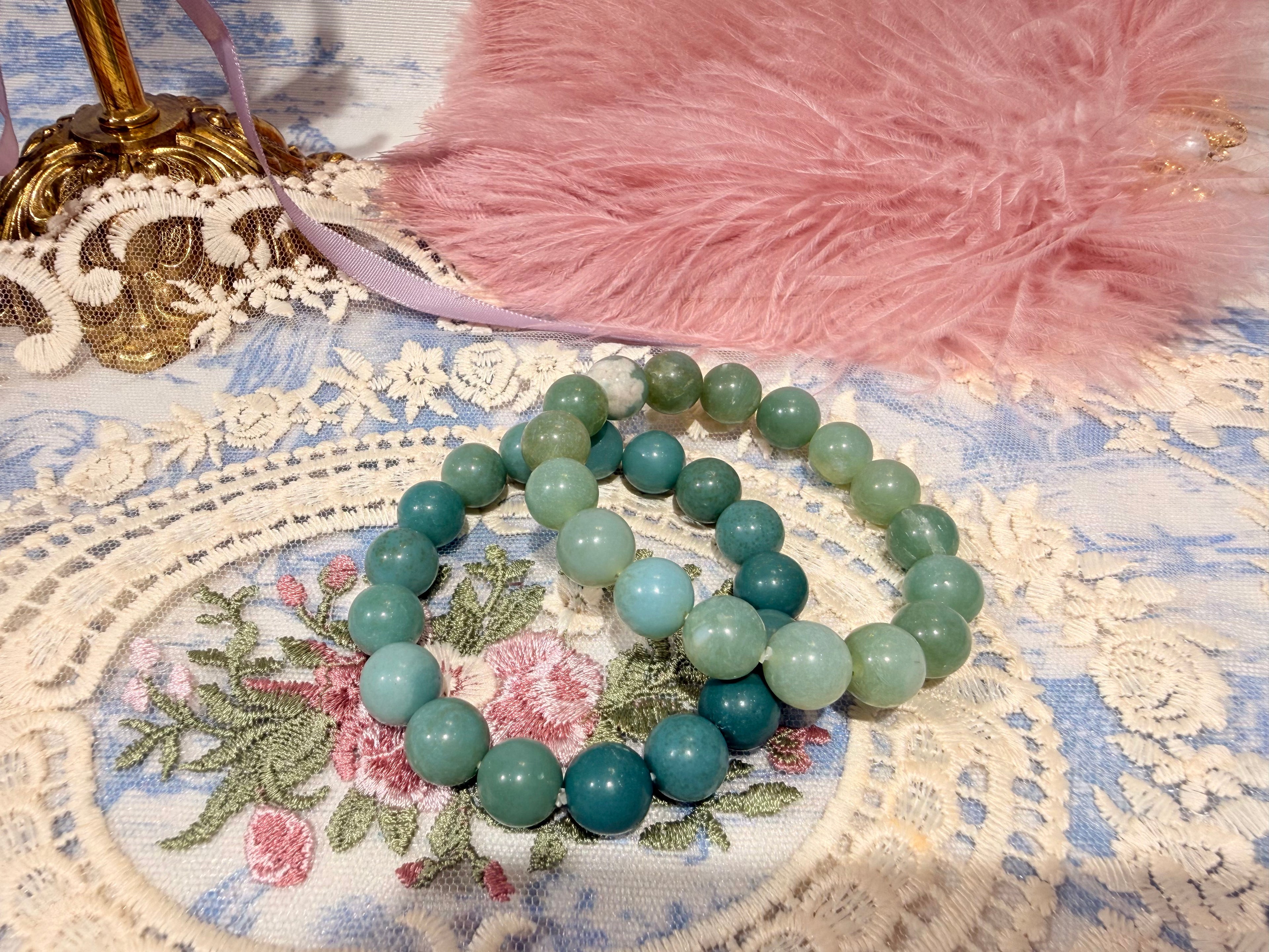 Rare rainbow green flower agate bracelet