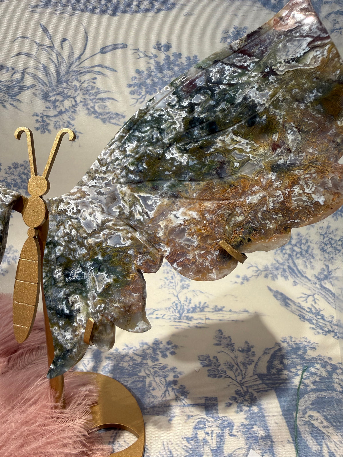 Super rare pink/purple moss agate butterfly