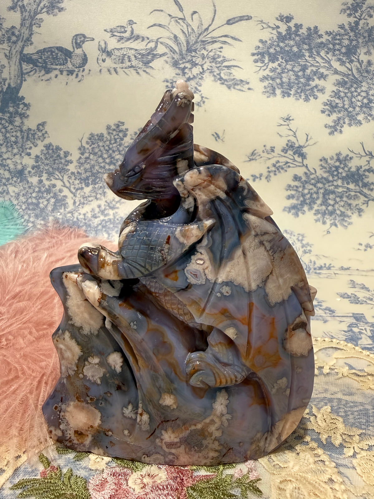 New arrivals Blue flower agate dragon