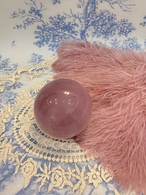 50%off Jelly pink Rose quartz sphere with rainbow